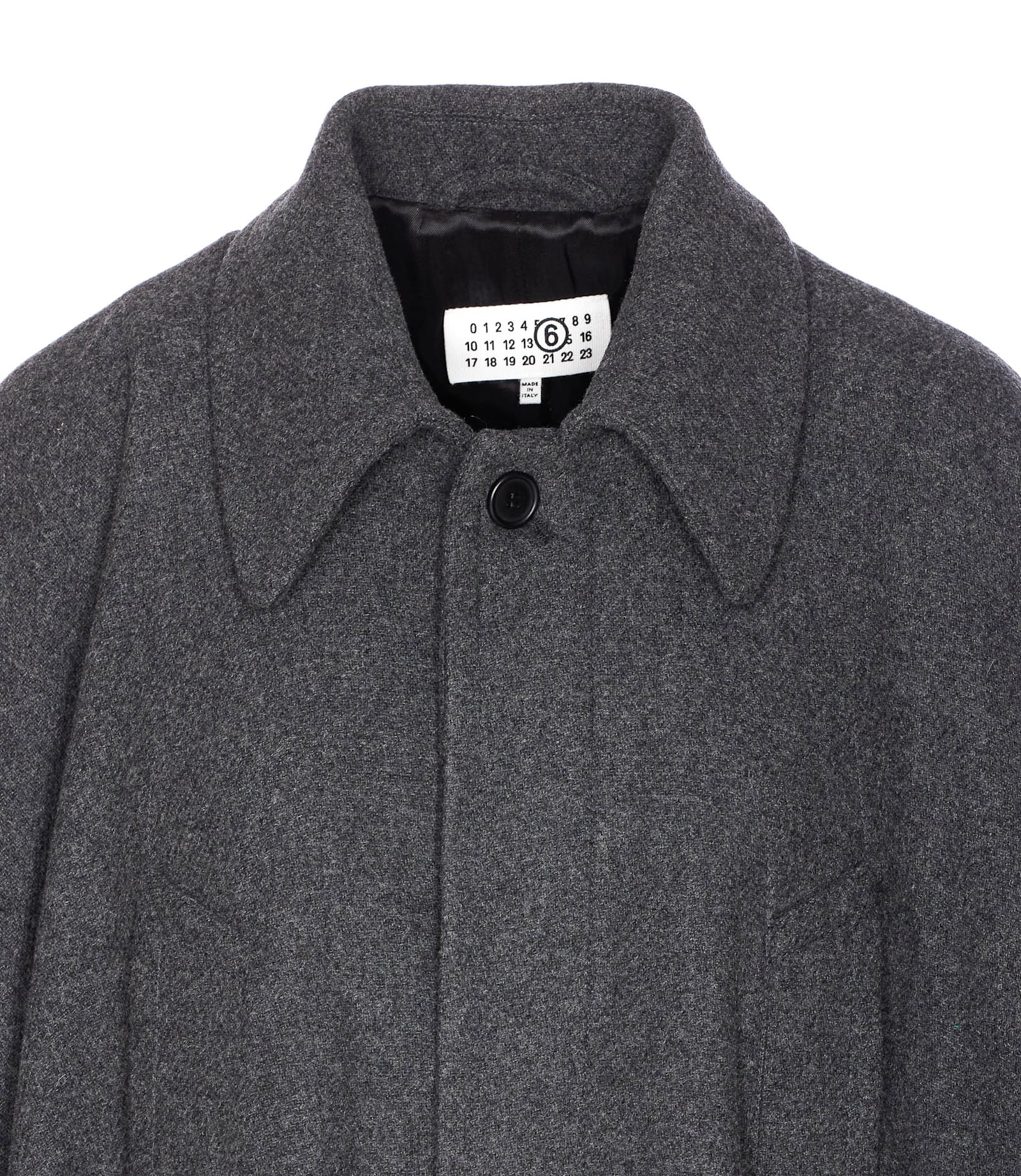 Mm6 Maison Margiela Grey Coat With Wool Trim In Gray