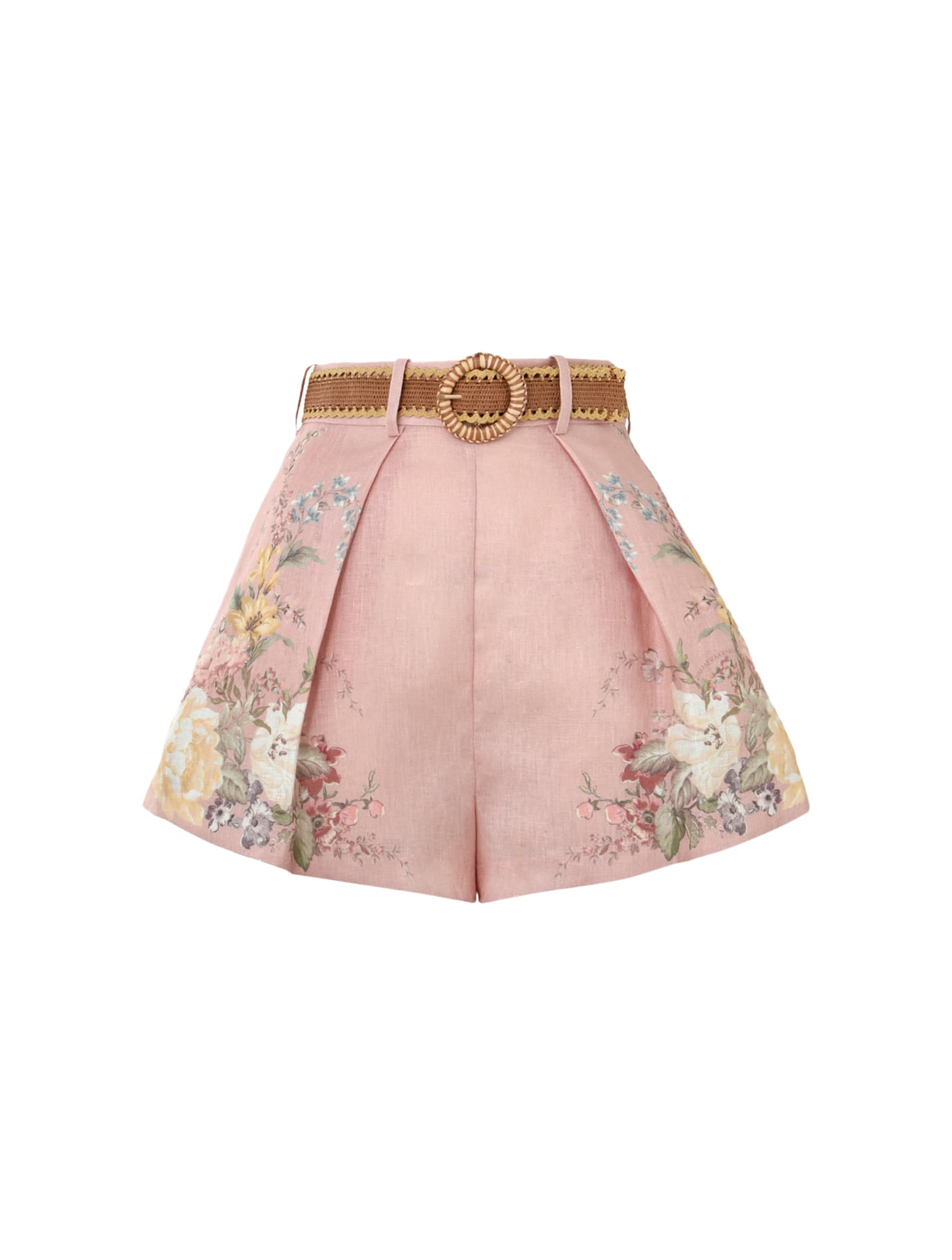 Shop Zimmermann Waverly Tuck Shorts In Pif Pink Floral