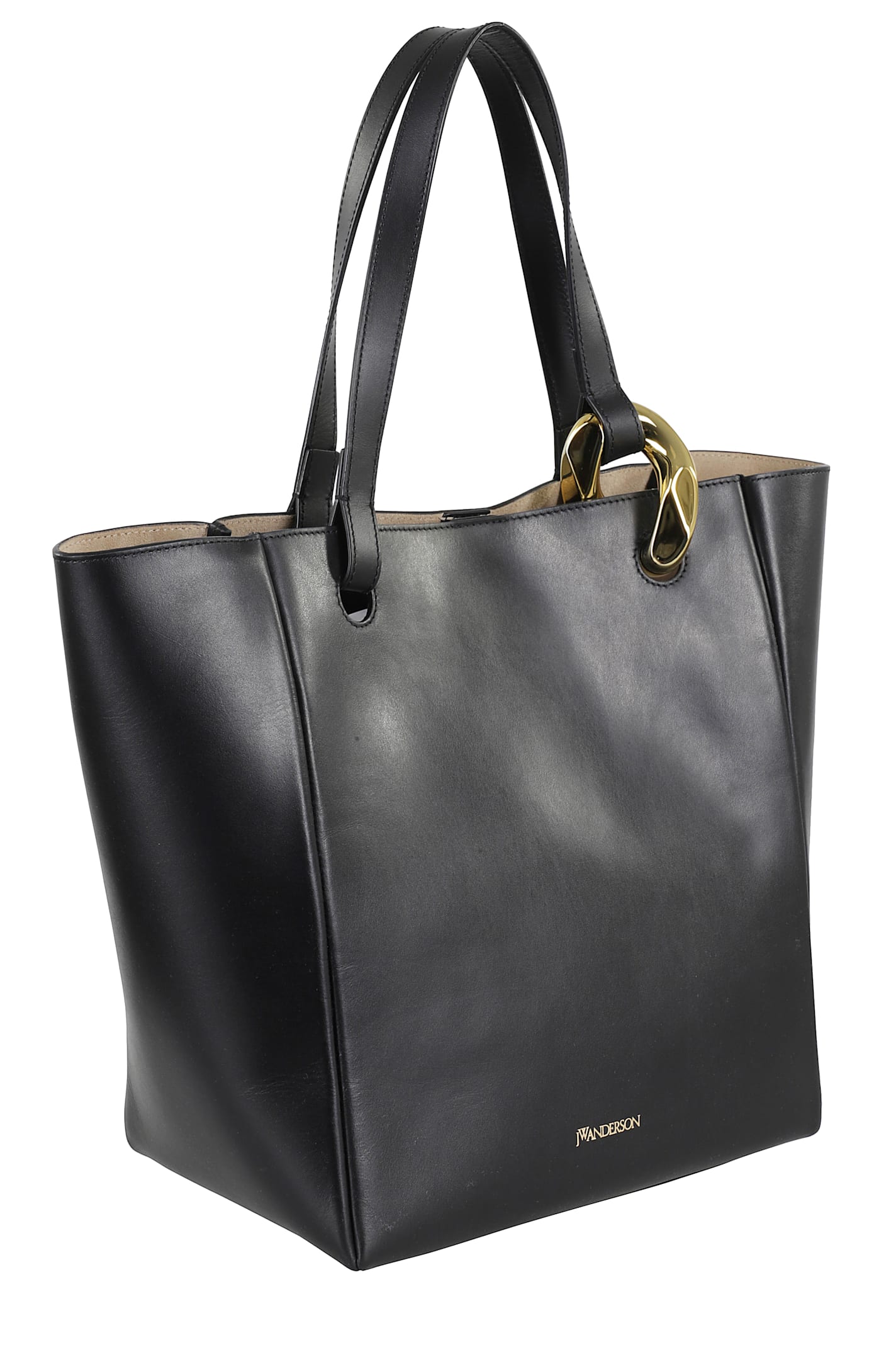 Jw Anderson Black Leather Jwa Corner Shopping Bag In Black