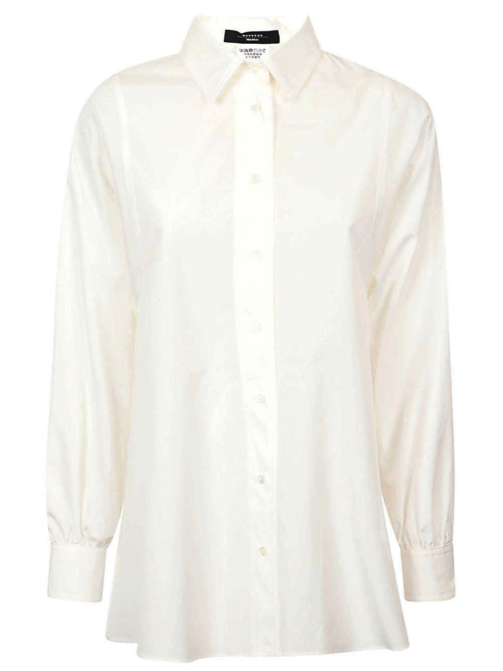 Shop Weekend Max Mara Buttoned Long-sleeved Shirt In White