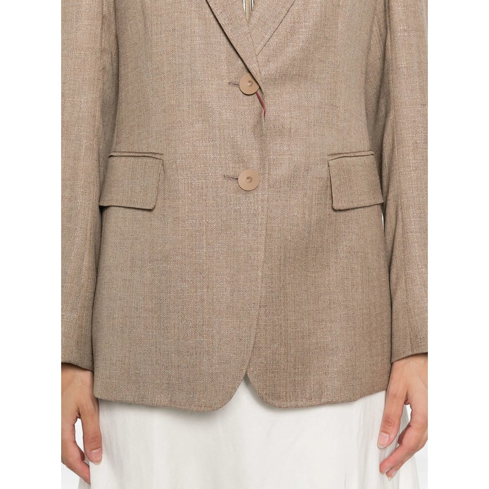 Max Mara Wool-blend Twill Blazer In Brown