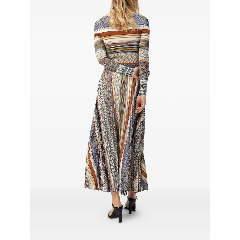 Missoni Langes Kleid Mit Plissiertem Rock Und Streifen In Multi