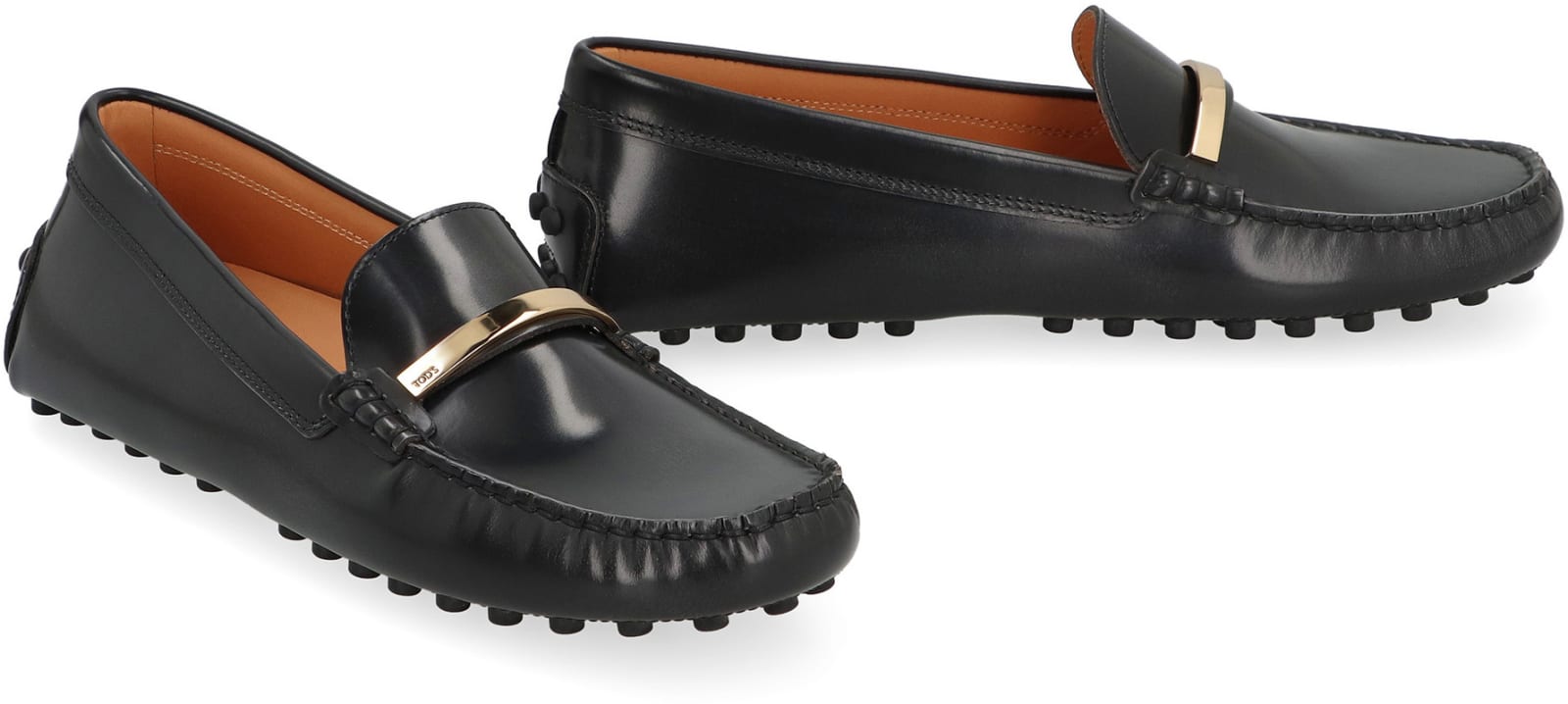 Shop Tod's Gommino Leather Loafers In Black