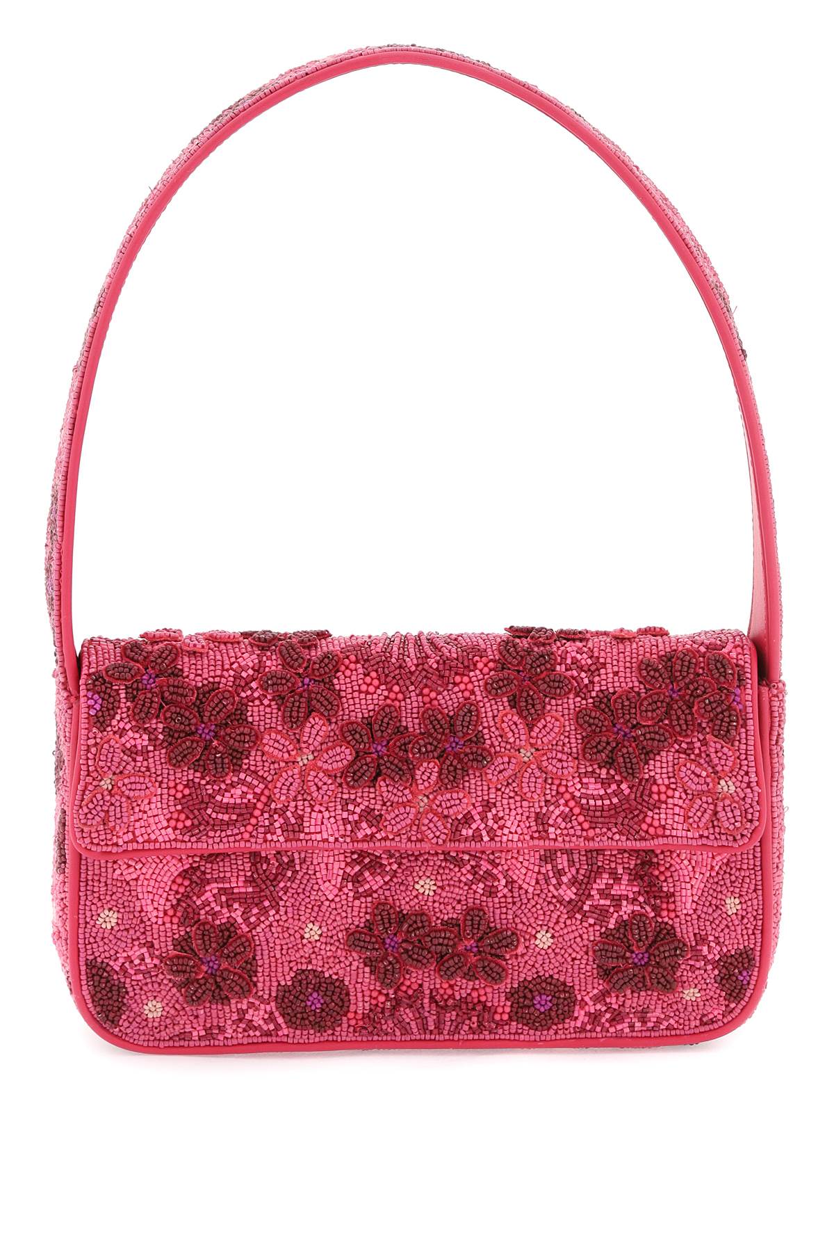 Staud Blossom Garden Party Tommy Beaded Shoulder Bag In Fuchsia