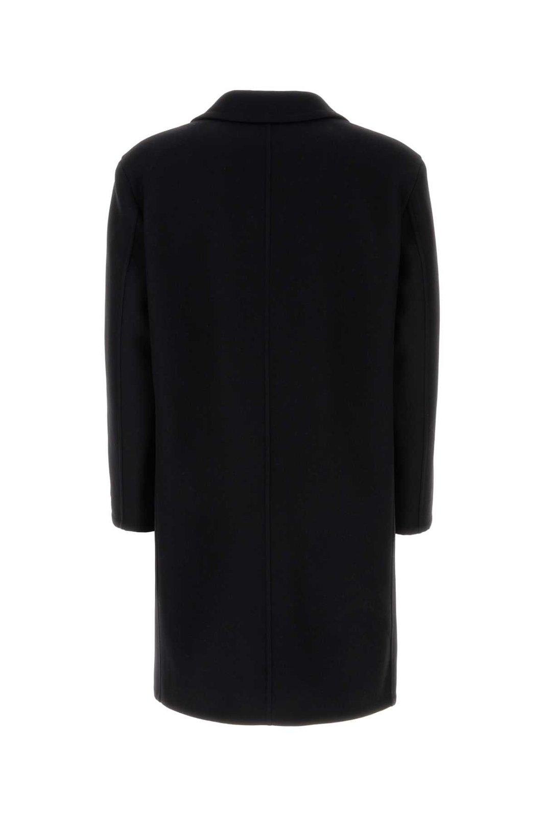 Valentino Oversize Wool Blend Coat With Structured Shoulders In Black