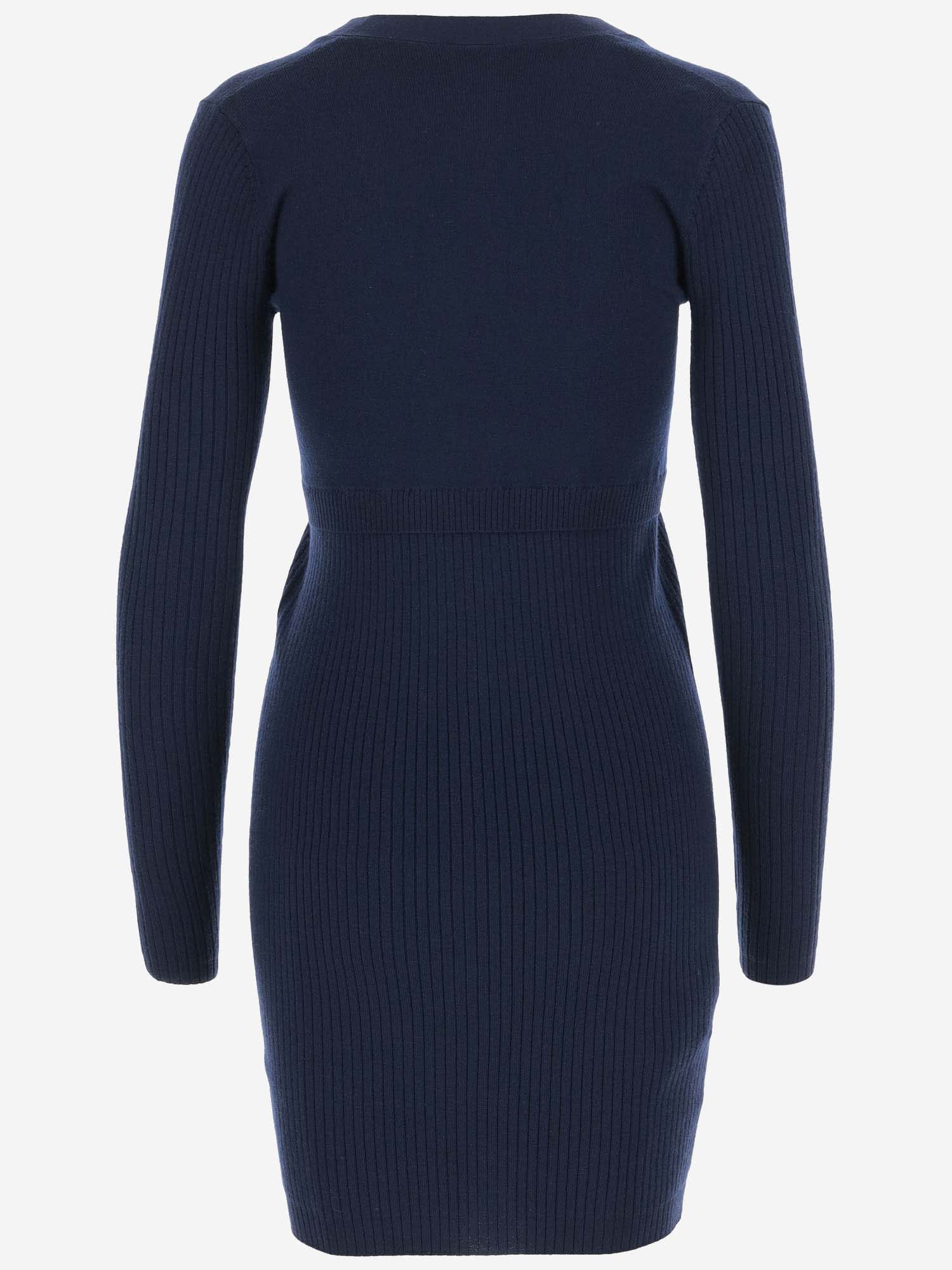 Shop Pinko Wool Blend Knit Dress In Blue