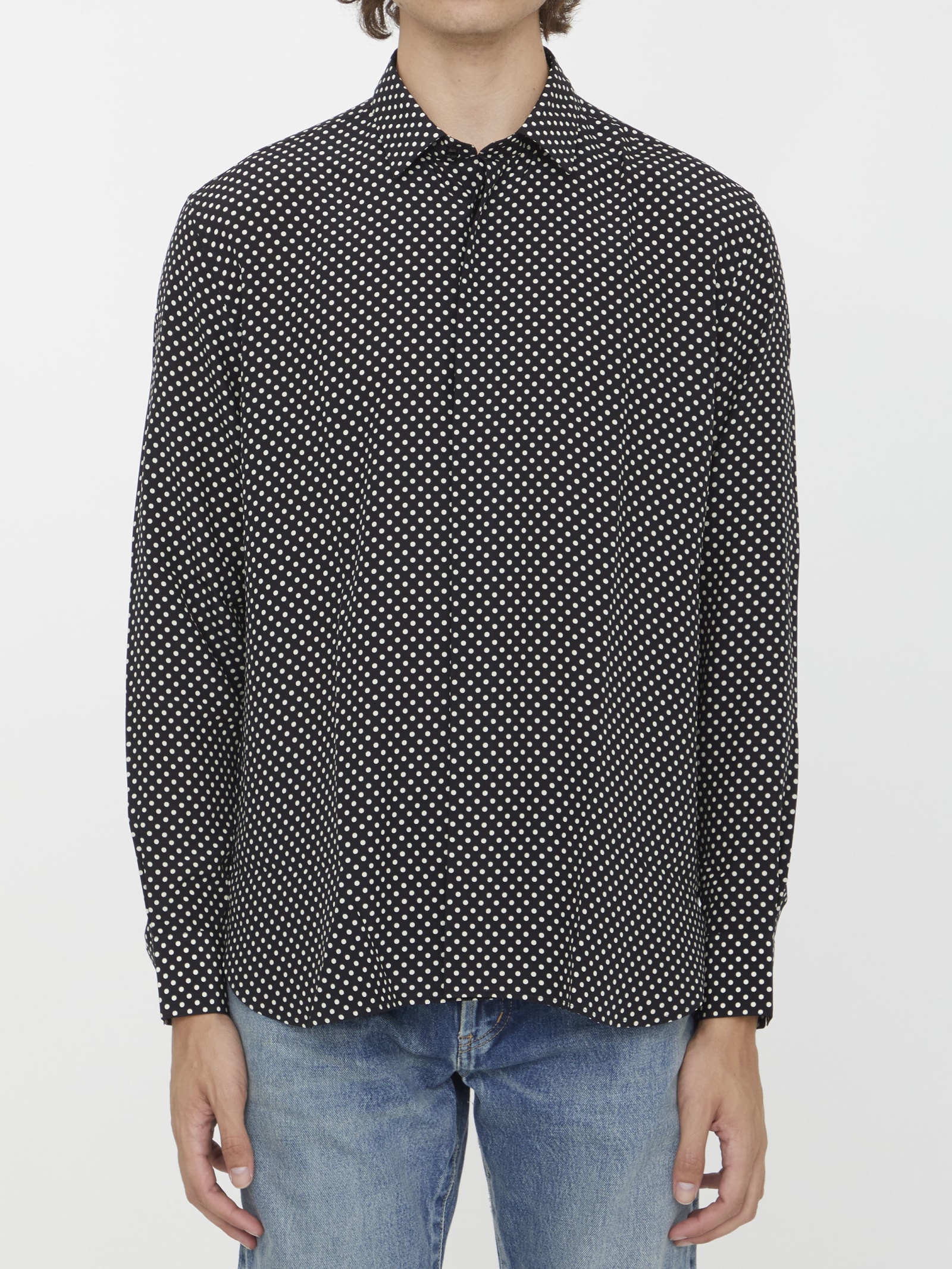 SAINT LAURENT POLKA-DOT SILK SHIRT
