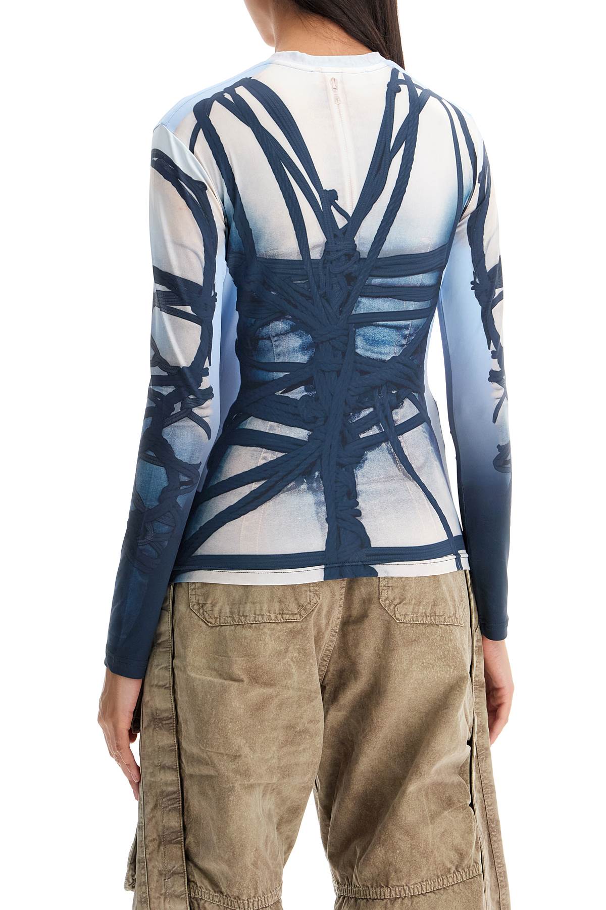 Shop Y/project Long-sleeved Bondage Print In Blue/black (light Blue)