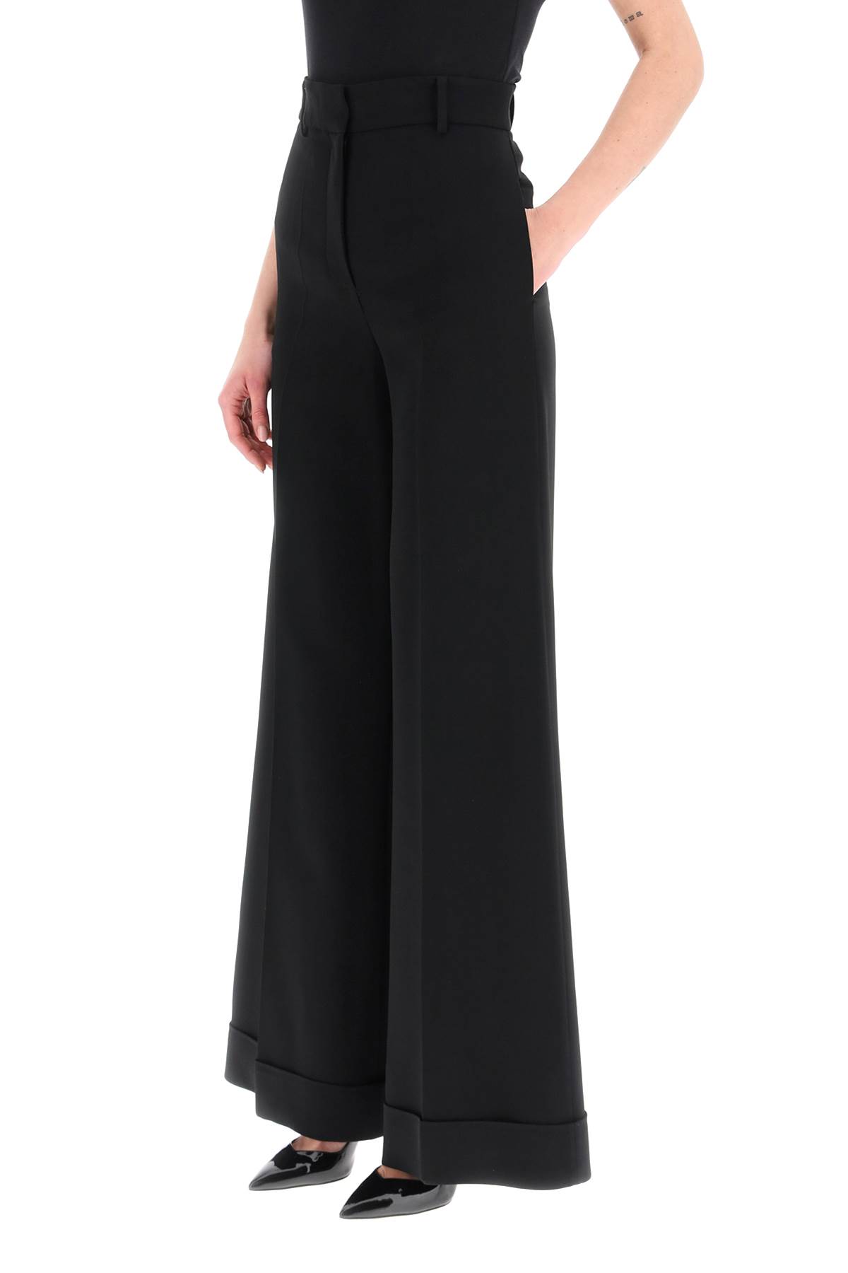 Moschino Women's High-waist Wide-leg Trousers In Nero