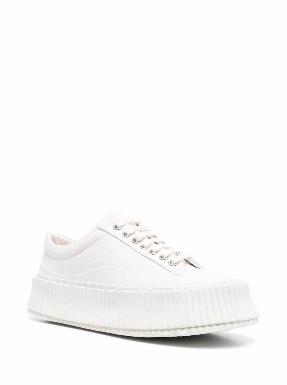 Shop Jil Sander Womans White Recycled Cotton Sneakers