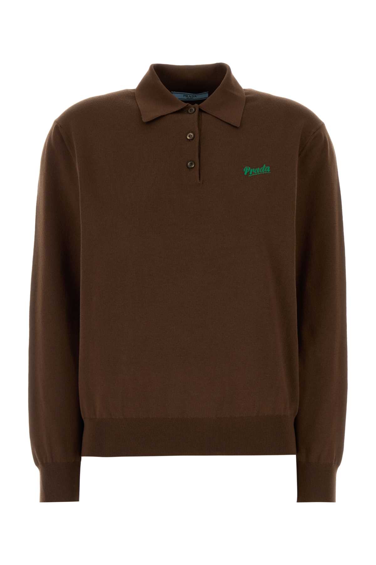 Prada Brown Silk Blend Polo Shirt