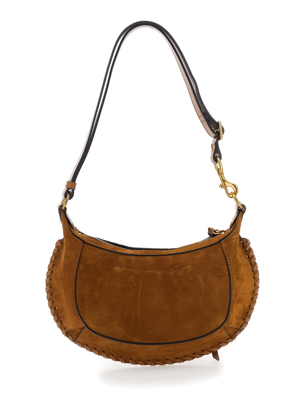 Isabel Marant Oskan Moon Brown Crossbody Bag With Front Logo Print In Suede Woman In Brown