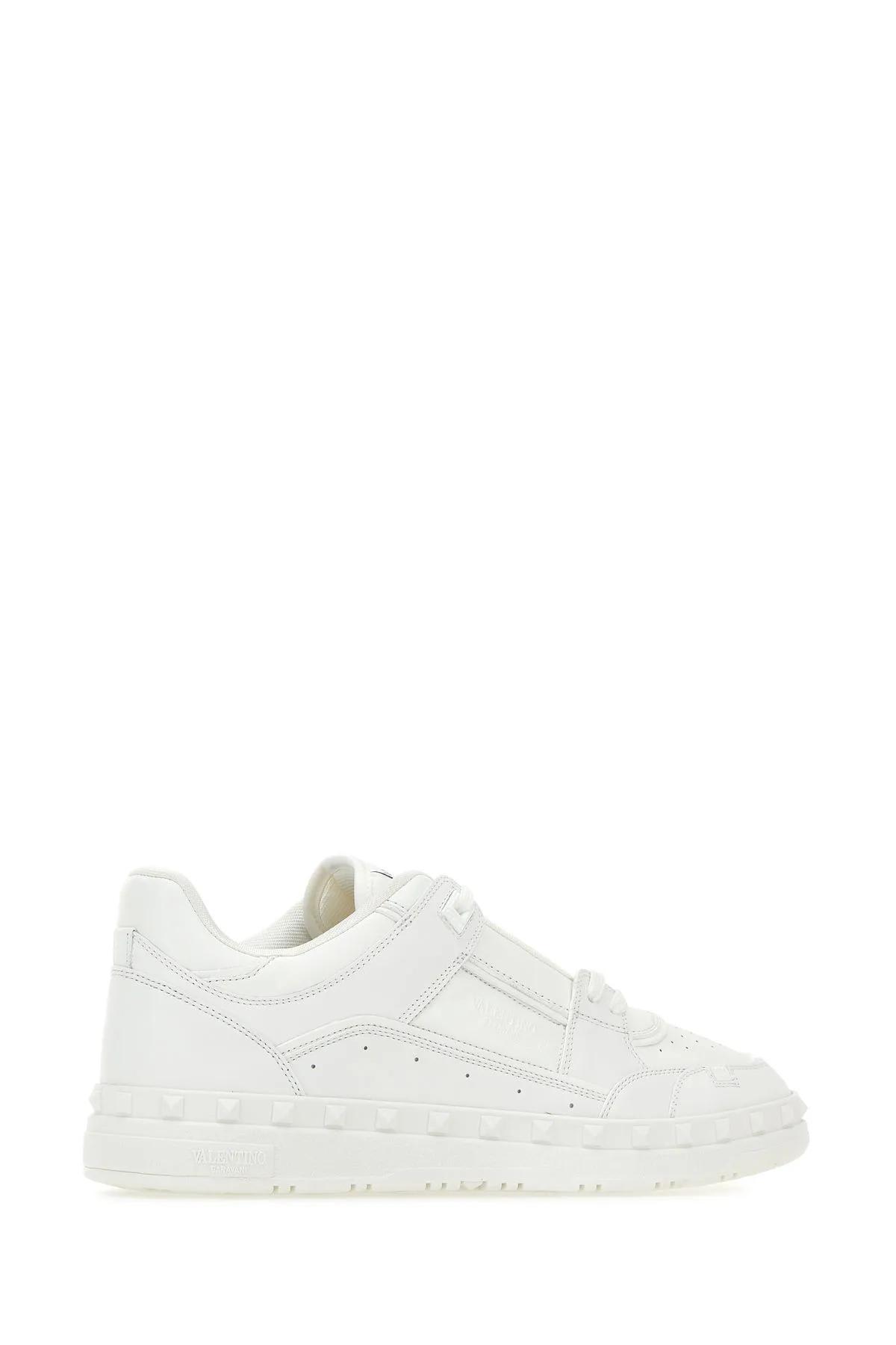 Shop Valentino White Leather Freedots Sneakers