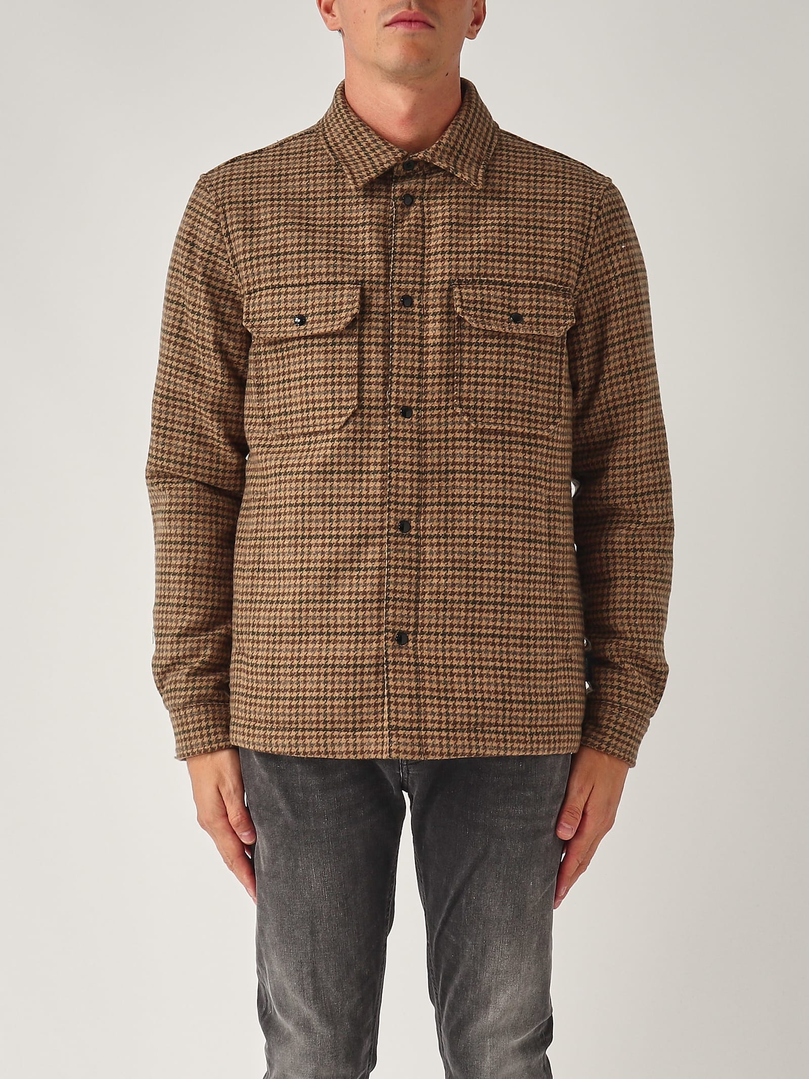 Woolrich Alaskan Wool Check Overshirt Shirt In Brown