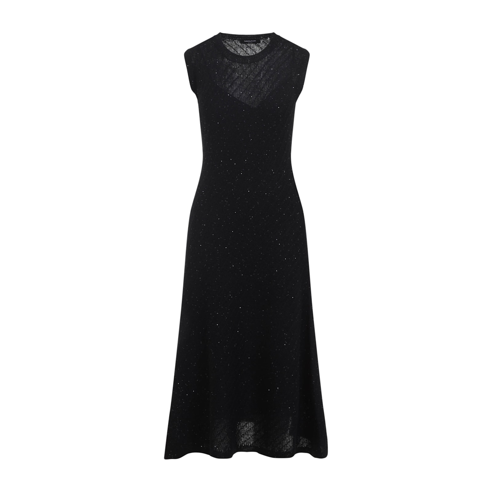Fabiana Filippi Sleeveless A-line Evening Dress With Subtle Sparkle In Black
