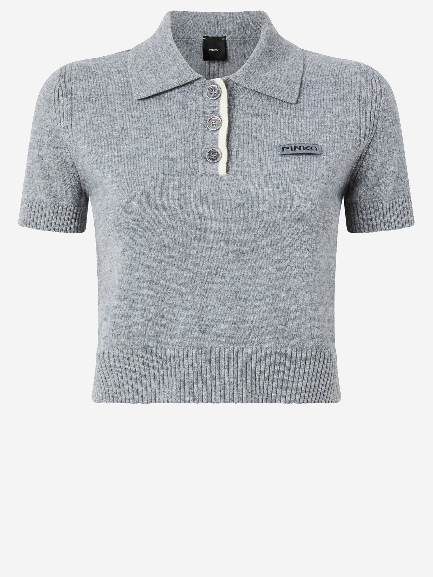 Pinko Wool And Cashmere Polo Shirt In Gray