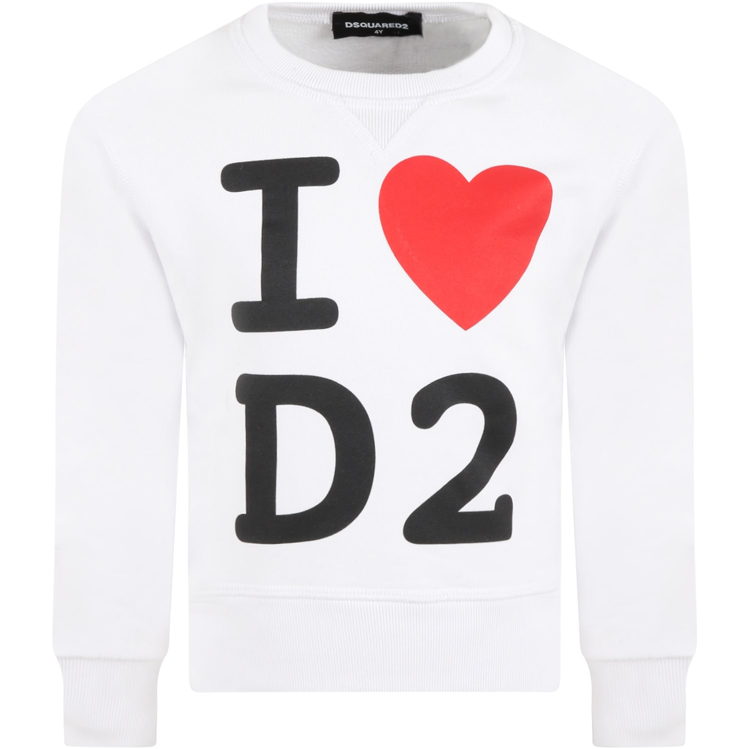 Dsquared2 White Sweatshirt For Kids With Heart