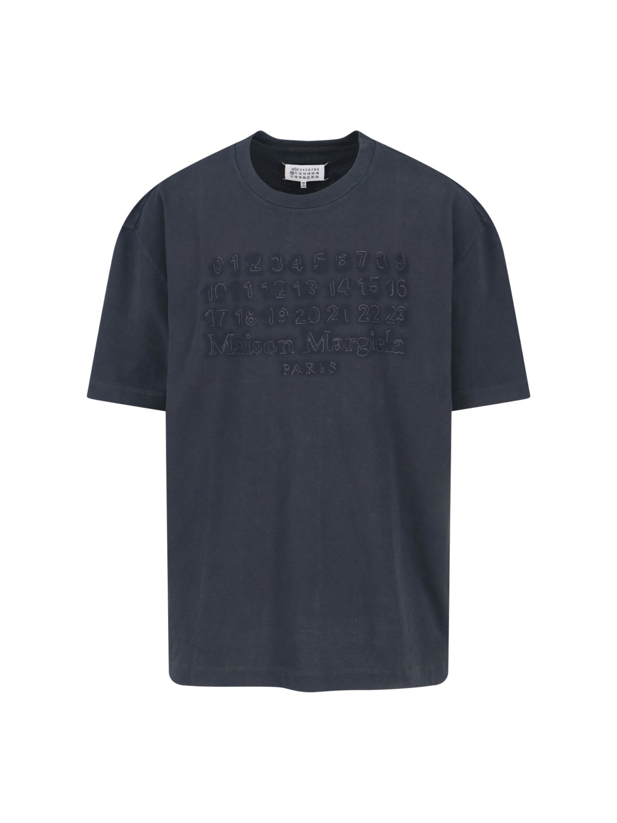 Maison Margiela Grey T-shirt And Polo Collection With Cuts In Blue
