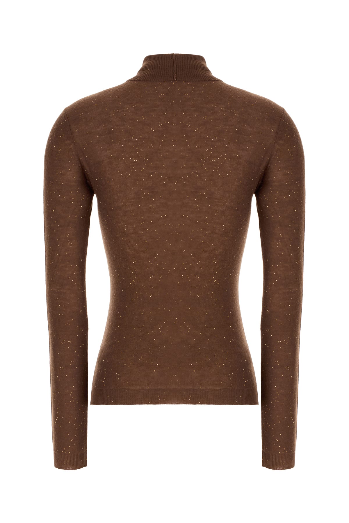 Fabiana Filippi Turtleneck Slim Fit Top With Sparkling Detail In Brown
