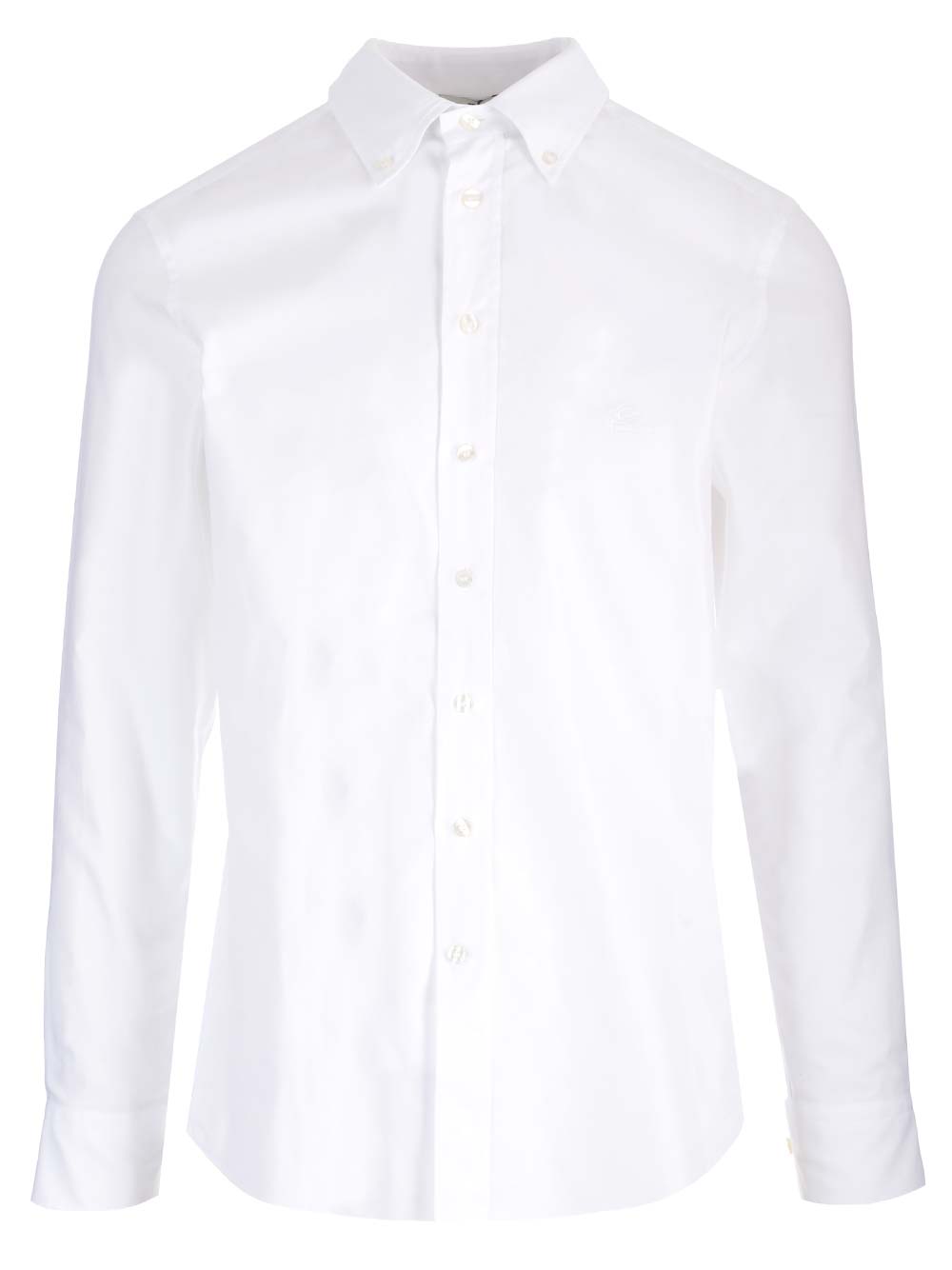 ETRO WHITE SHIRT WITH EMBROIDERED LOGO