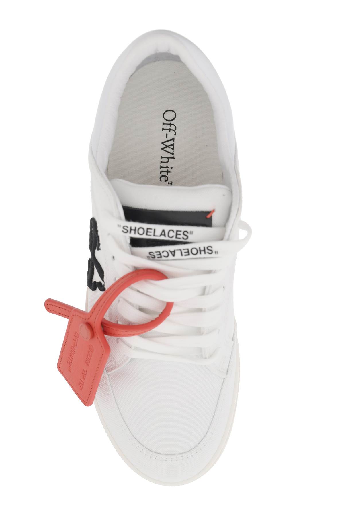 Shop Off-white Low Canvas Vulcanized Sneakers In In White Black (white)