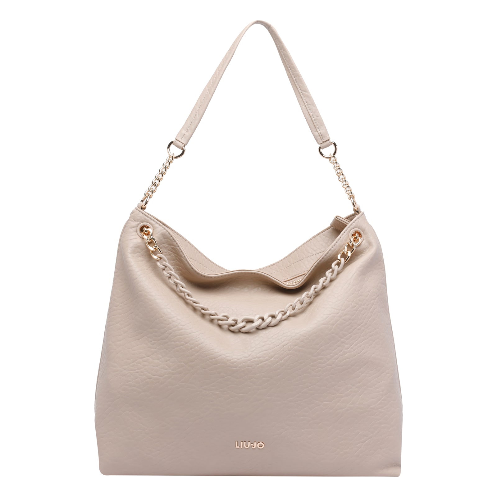 Liu •jo Medium Logo Hobo Bag In Sand
