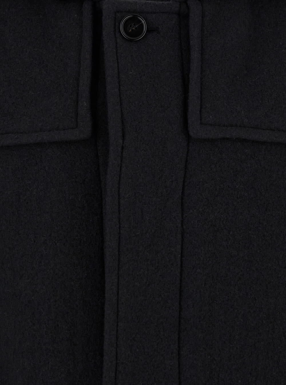 Shop Burberry Black Hooded Coat With Patch Pockets In Wool Man