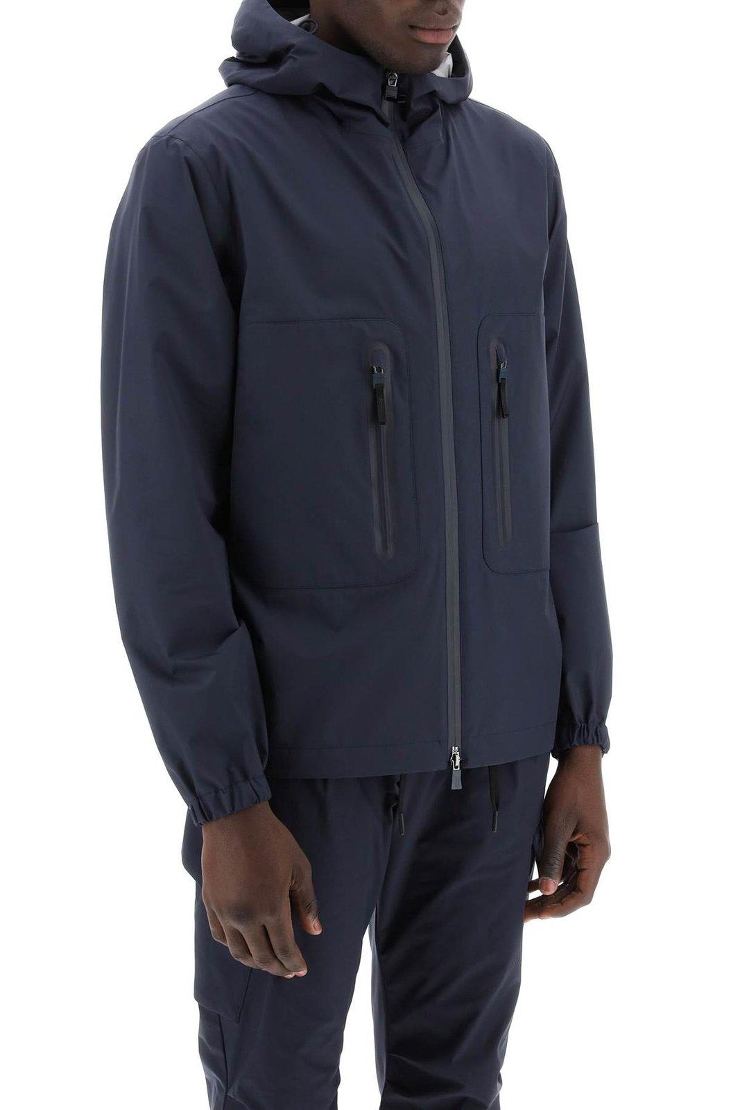 Shop Herno Zip-up Long-sleeved Jacket In Blu (blue)