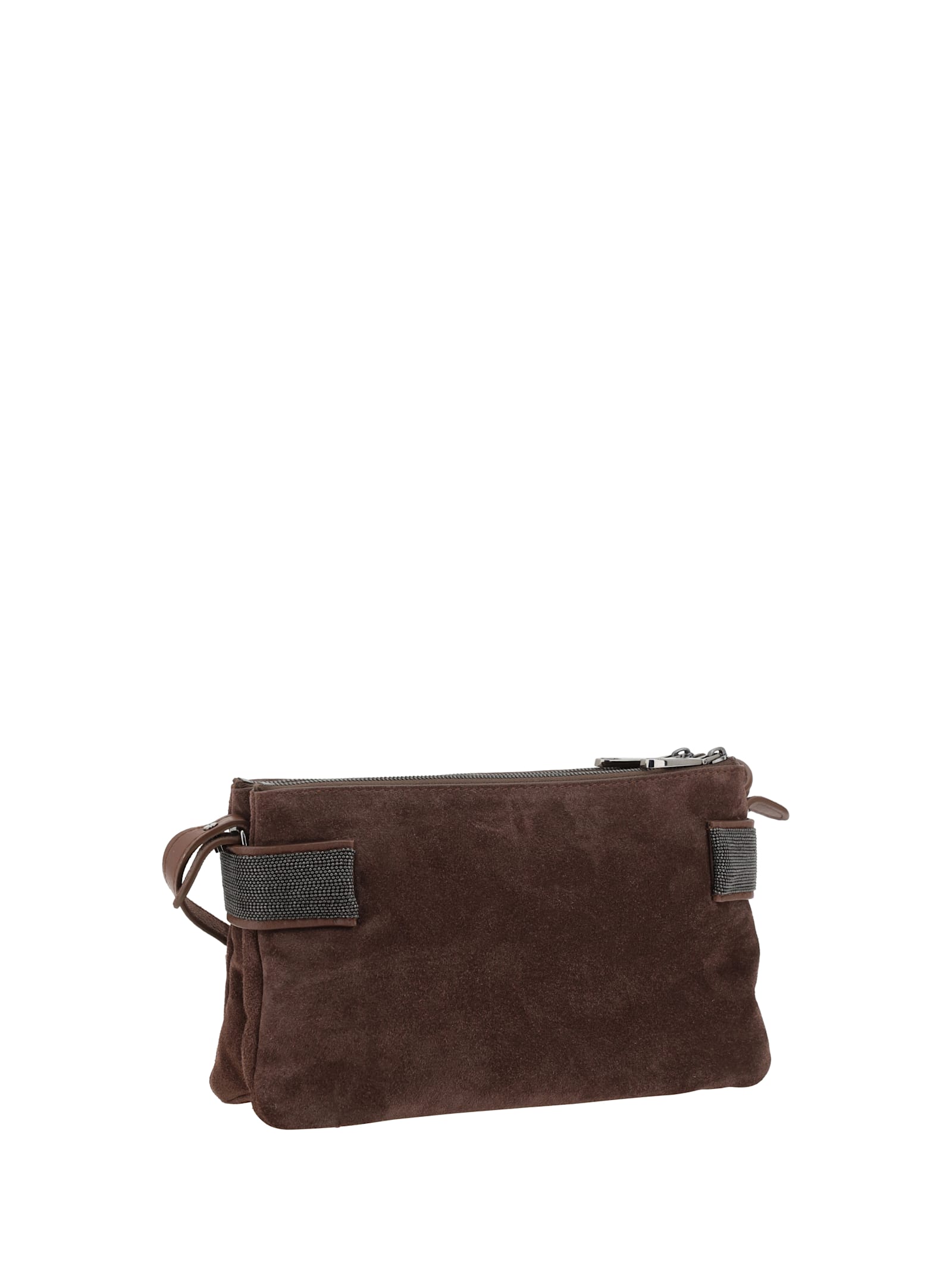 Brunello Cucinelli Essence Mini Monili Calfskin Suede Shoulder Bag In Burgundy