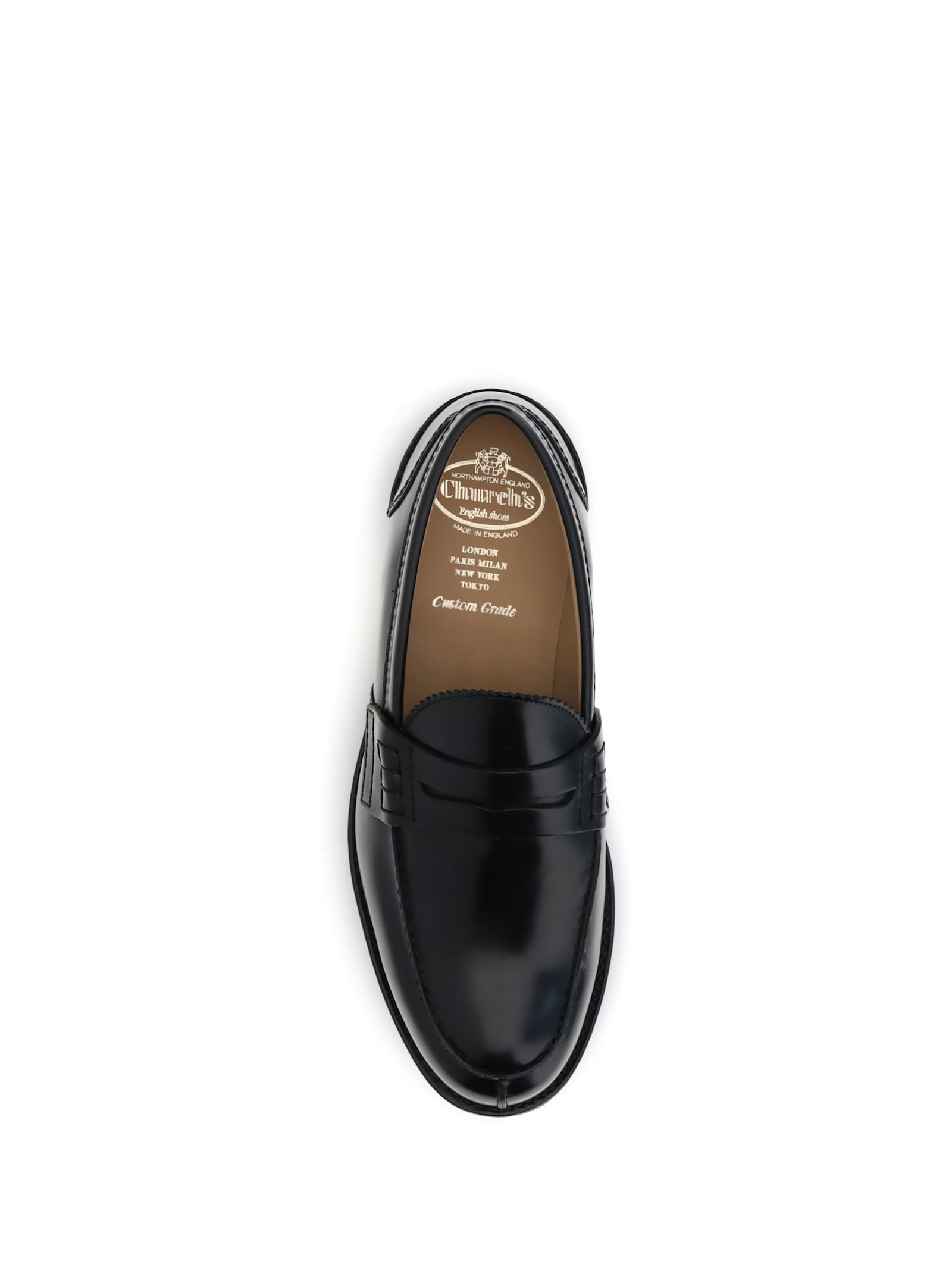 Church's Black Moccasin Flat Shoes With Elegant Detailing For Modern Men In Black