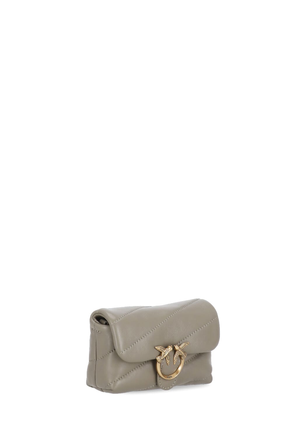 Shop Pinko Micro Love Puff Shoulder Bag In Grey