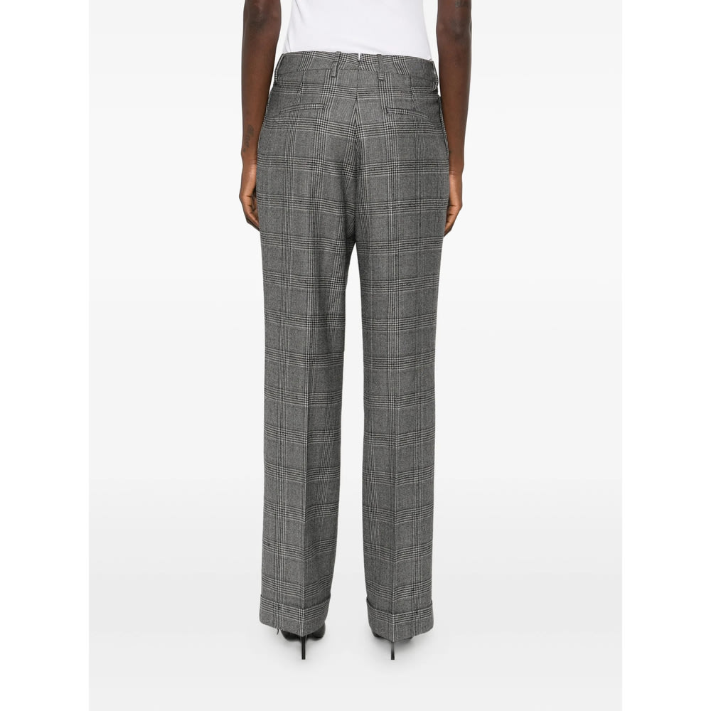 Berwich Pleated Checked Trousers In Gray