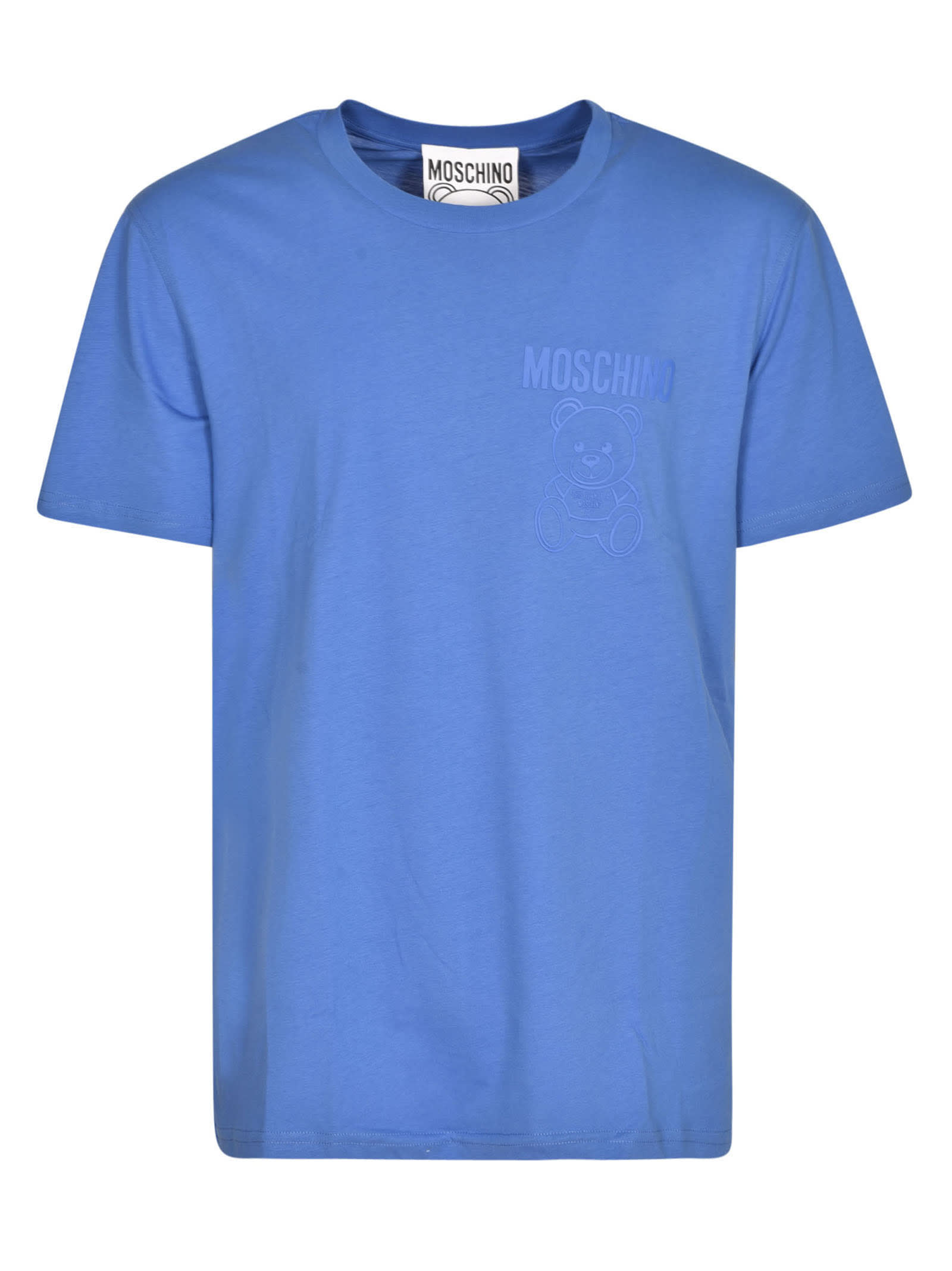 Moschino Bear Logo Embroidered T-shirt In Blue