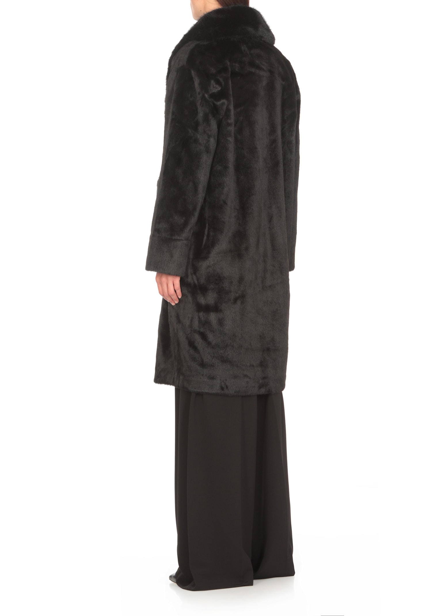 Shop Betta Corradi Faux Fur Coat In Black