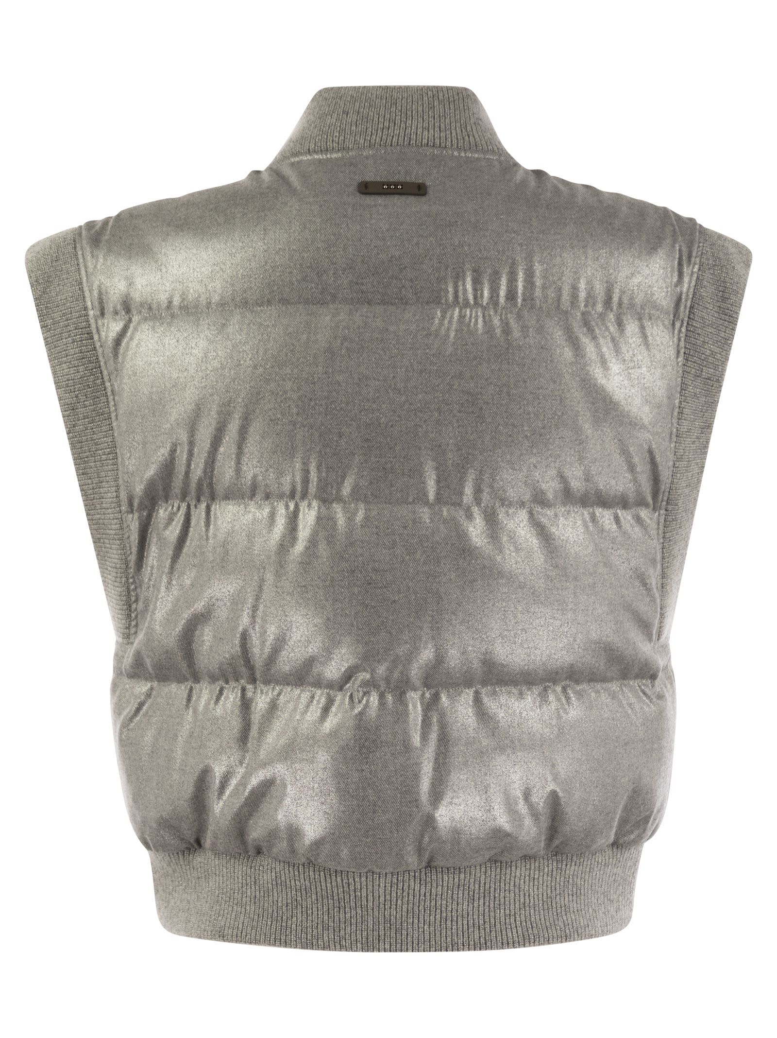 Shop Peserico Down Cropped Vest In Grey