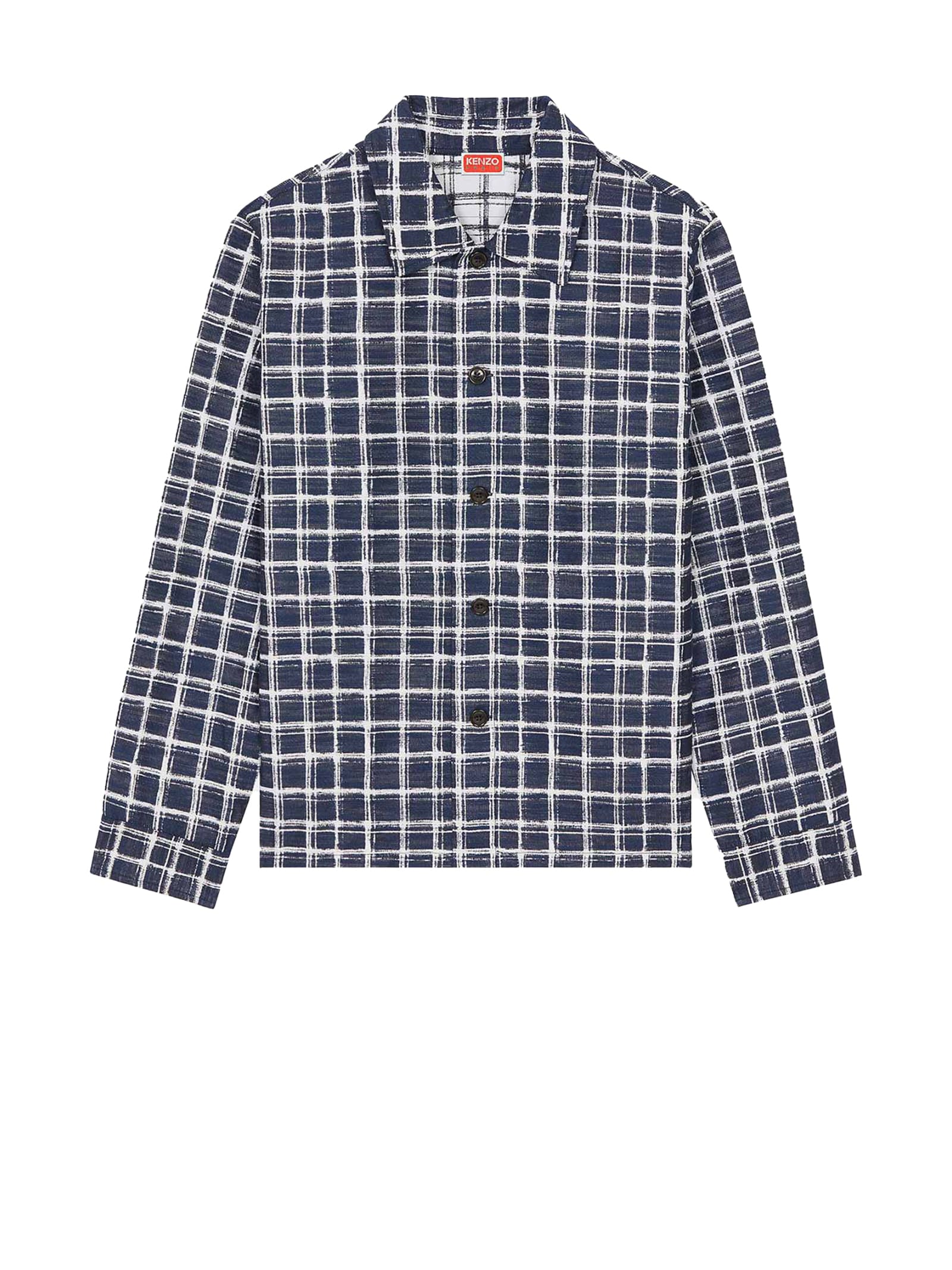 Kenzo Mens Checked Shirt In Midnight Blue