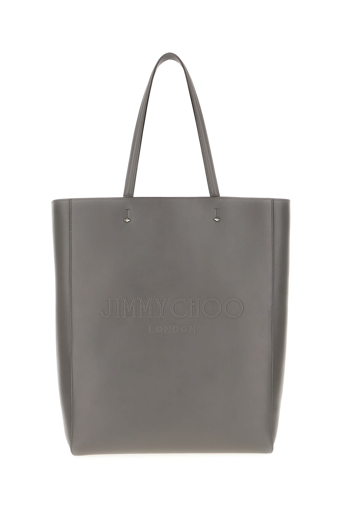 Jimmy Choo Dark Grey Leather Large Lenny Handbag In Gray