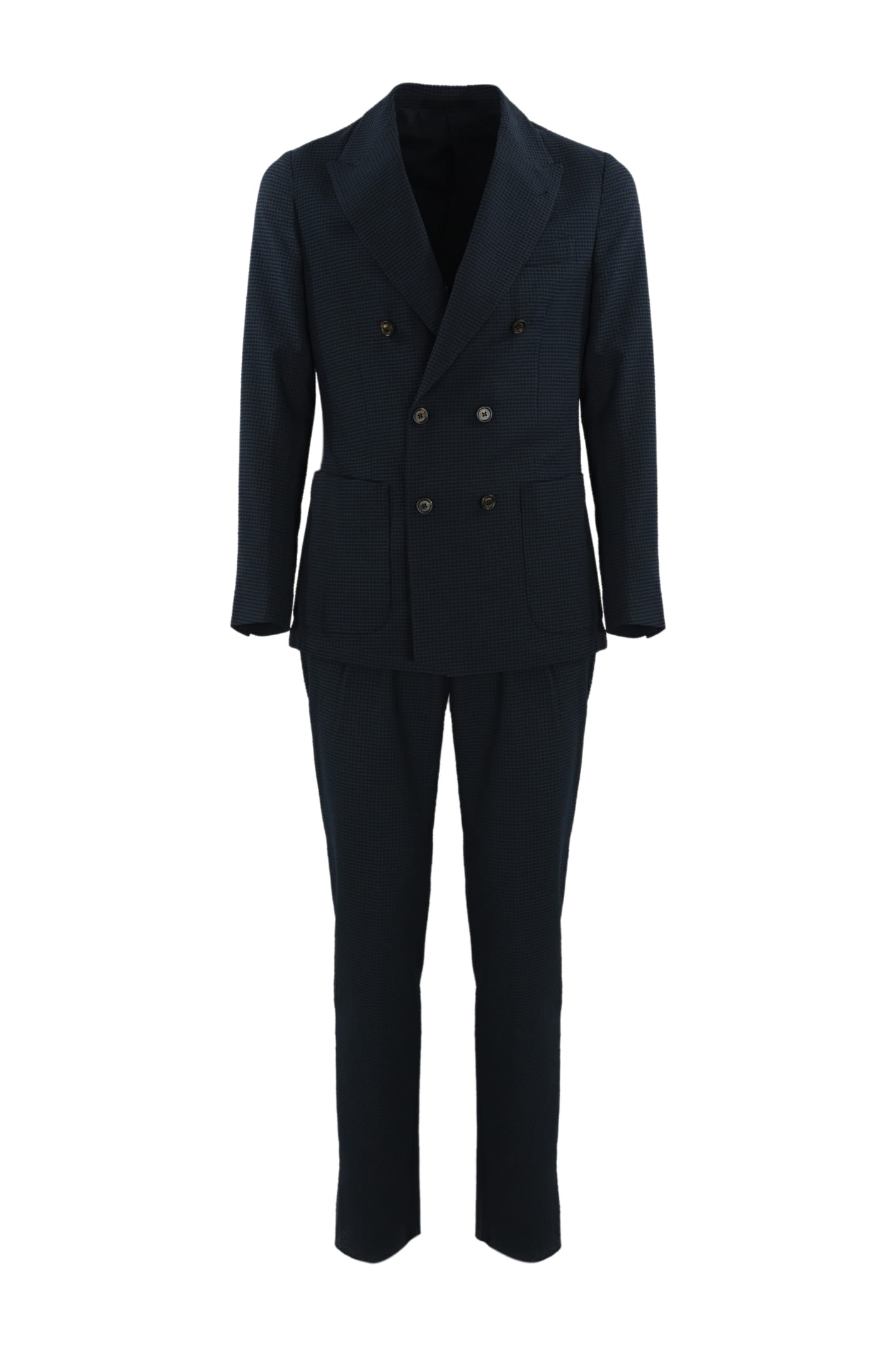 Shop Eleventy Blue Double-breasted Suit