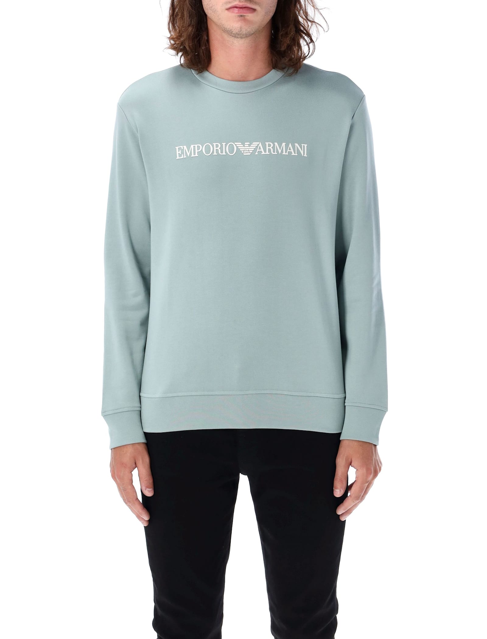 Shop Emporio Armani Logo Sweatshirt In Silverb Logo