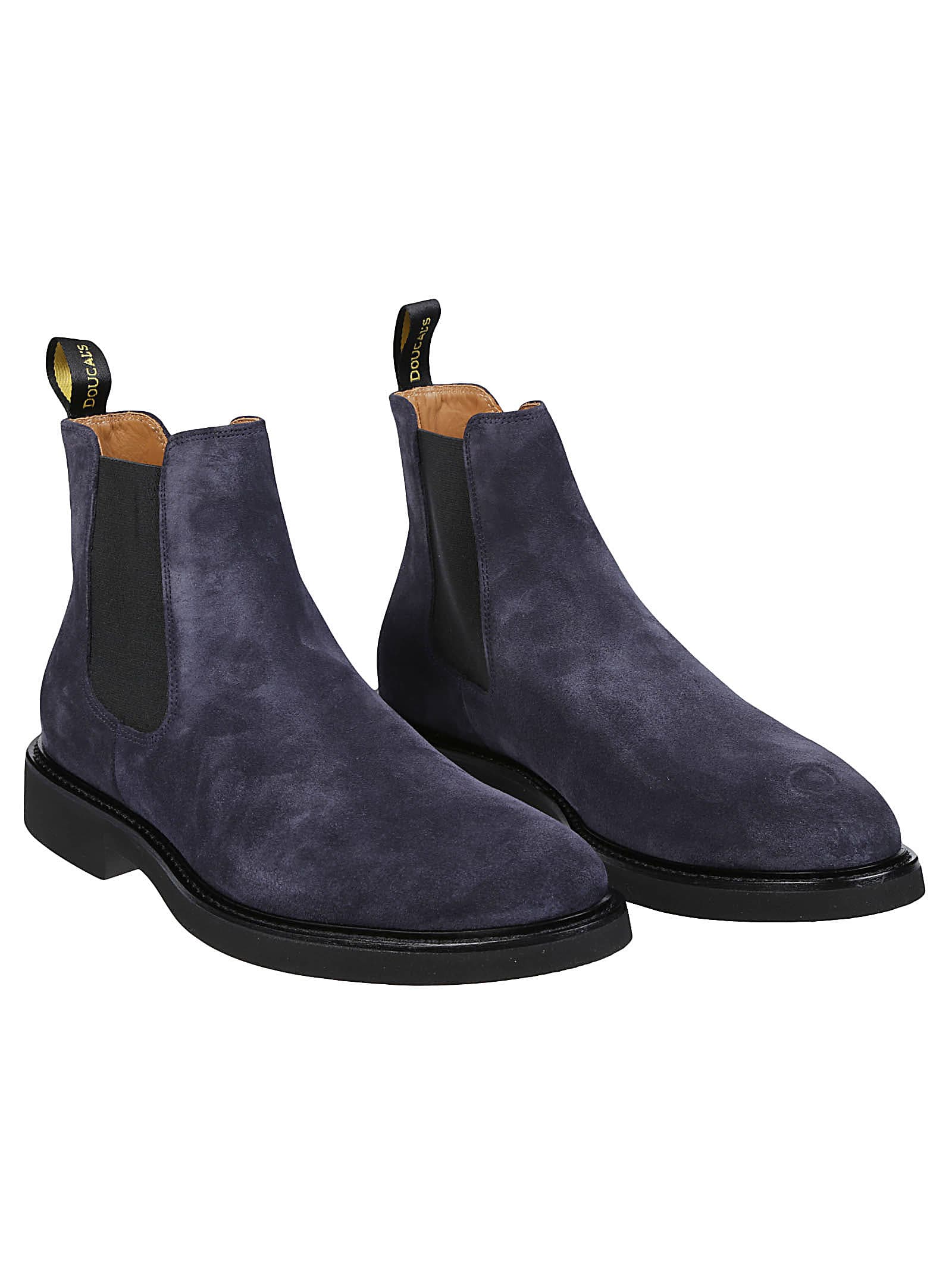 Shop Doucal's Visone Chelsea Ankle Boots In Blu/fondo Nero