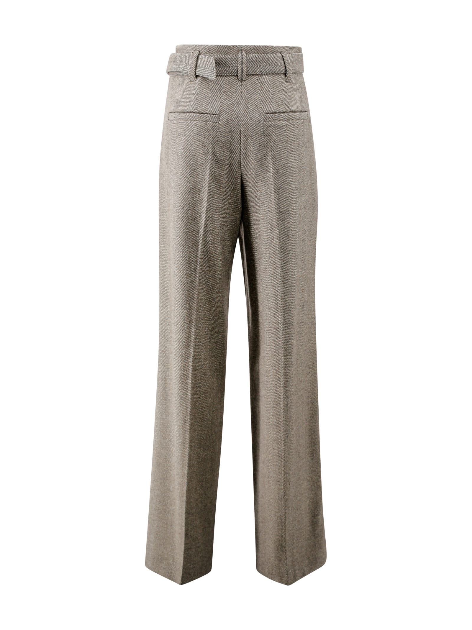 Shop Brunello Cucinelli Herringbone-pattern Pressed-crease Trousers In Brown