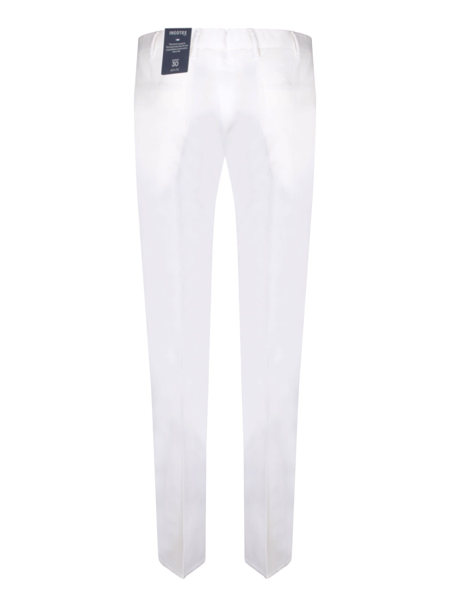 Shop Incotex Slim Fit White Trousers