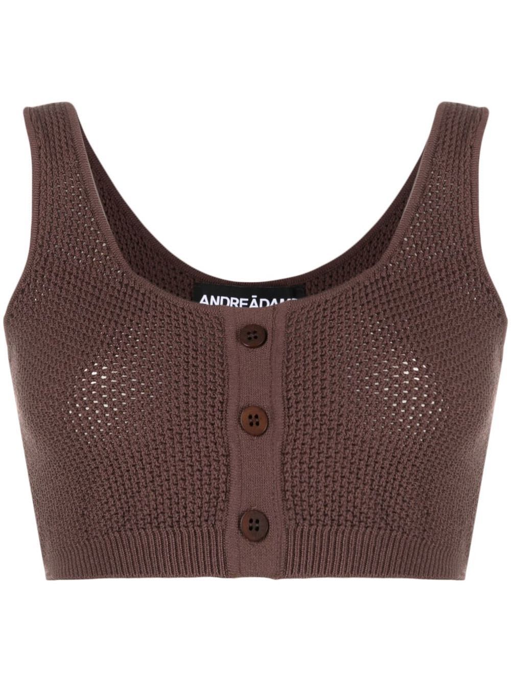 ANDREADAMO Fishnet-knit Top With Buttons