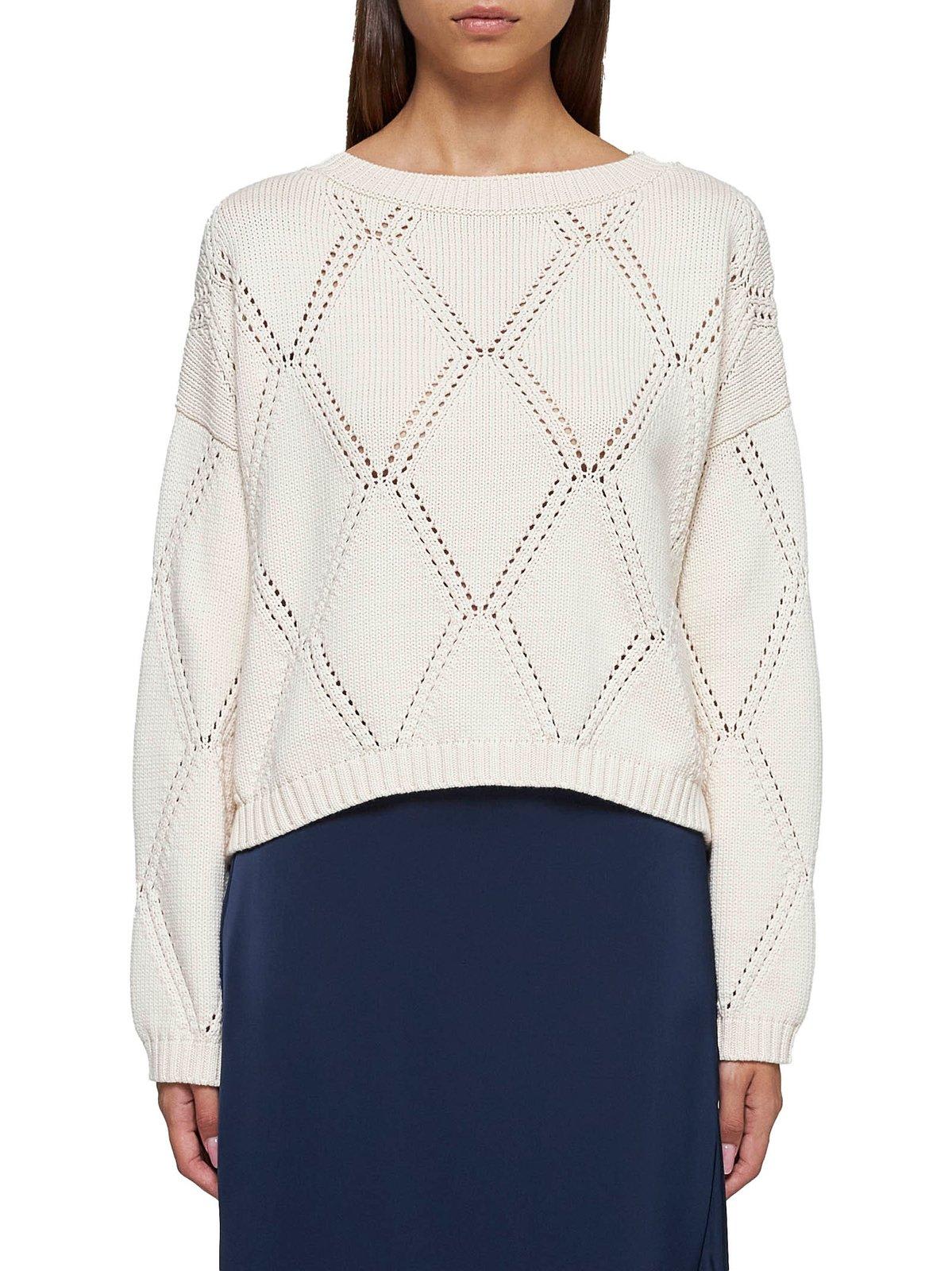 Shop Weekend Max Mara Cerwneck Asymmetric Oversized Jumper In Ecru