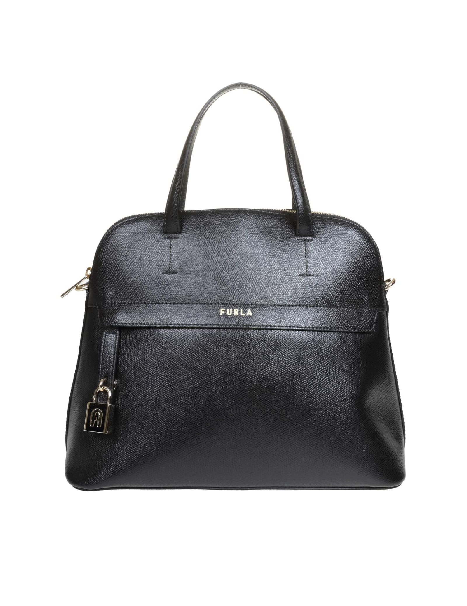 Furla Piper M Handbag In Black Leather