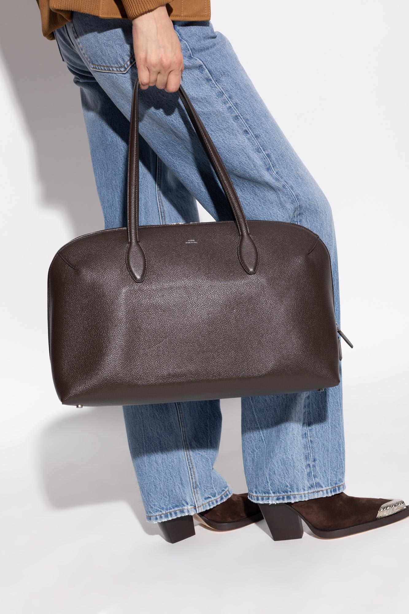 Totême Textured Leather Tote Bag With Zip Closure In Multi