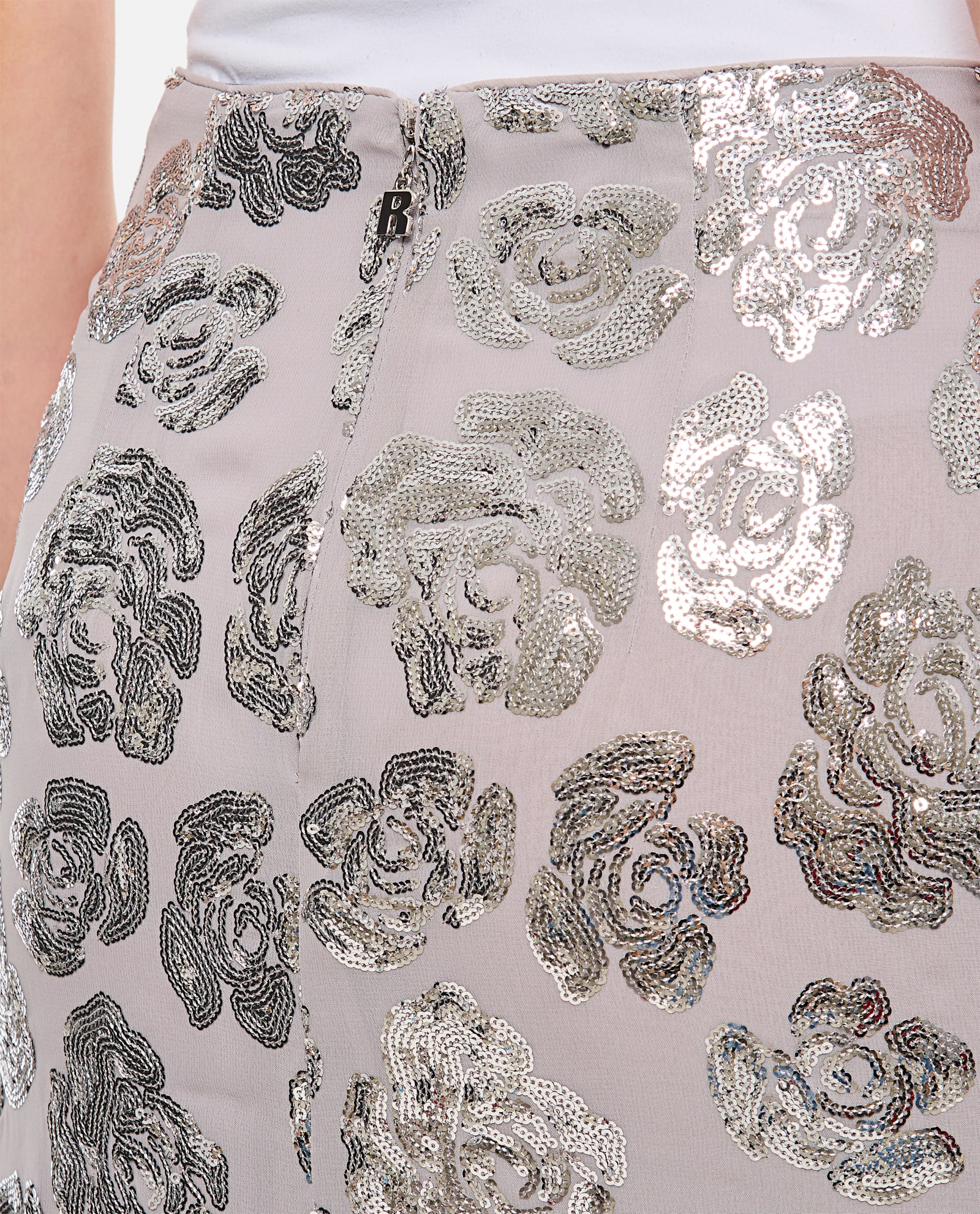 Rotate Birger Christensen Sequin Chiffon Skirt In Silver