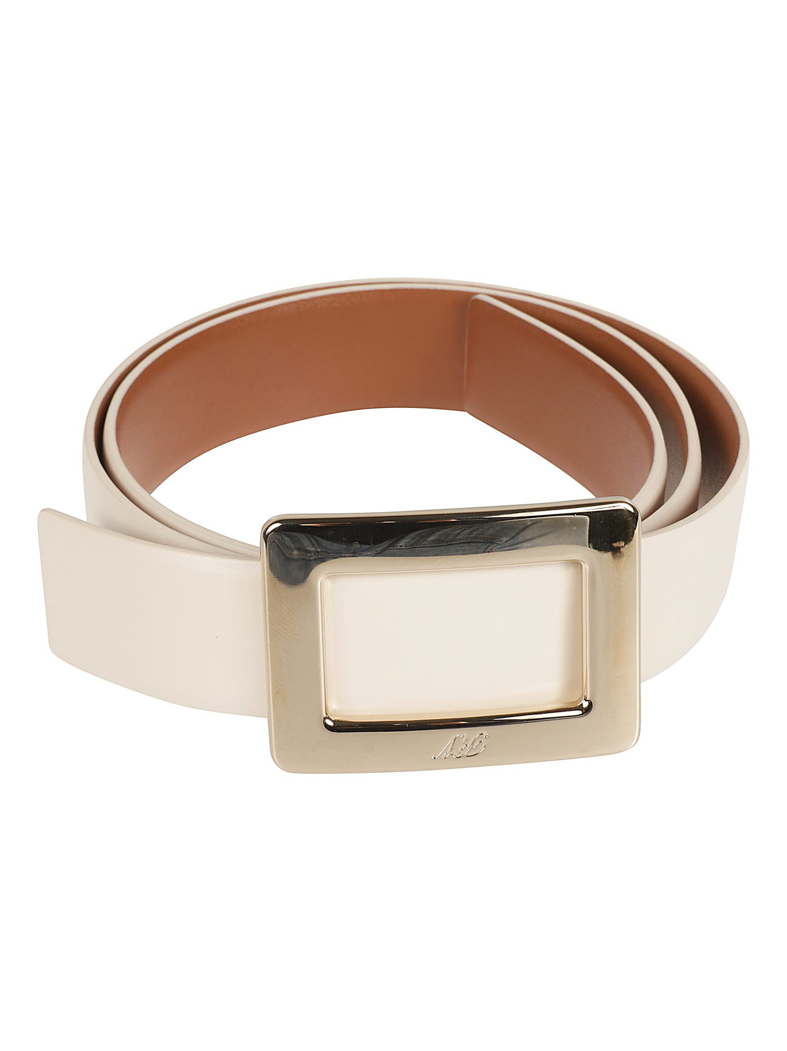 Shop Roger Vivier Engraved Logo Belt In Cream