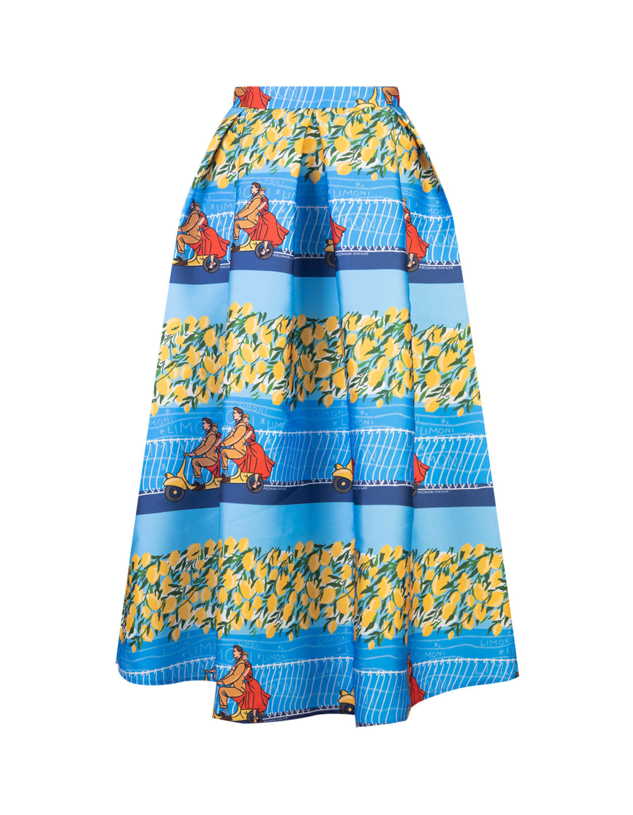 Blue Bell Long Skirt With Lemons Print