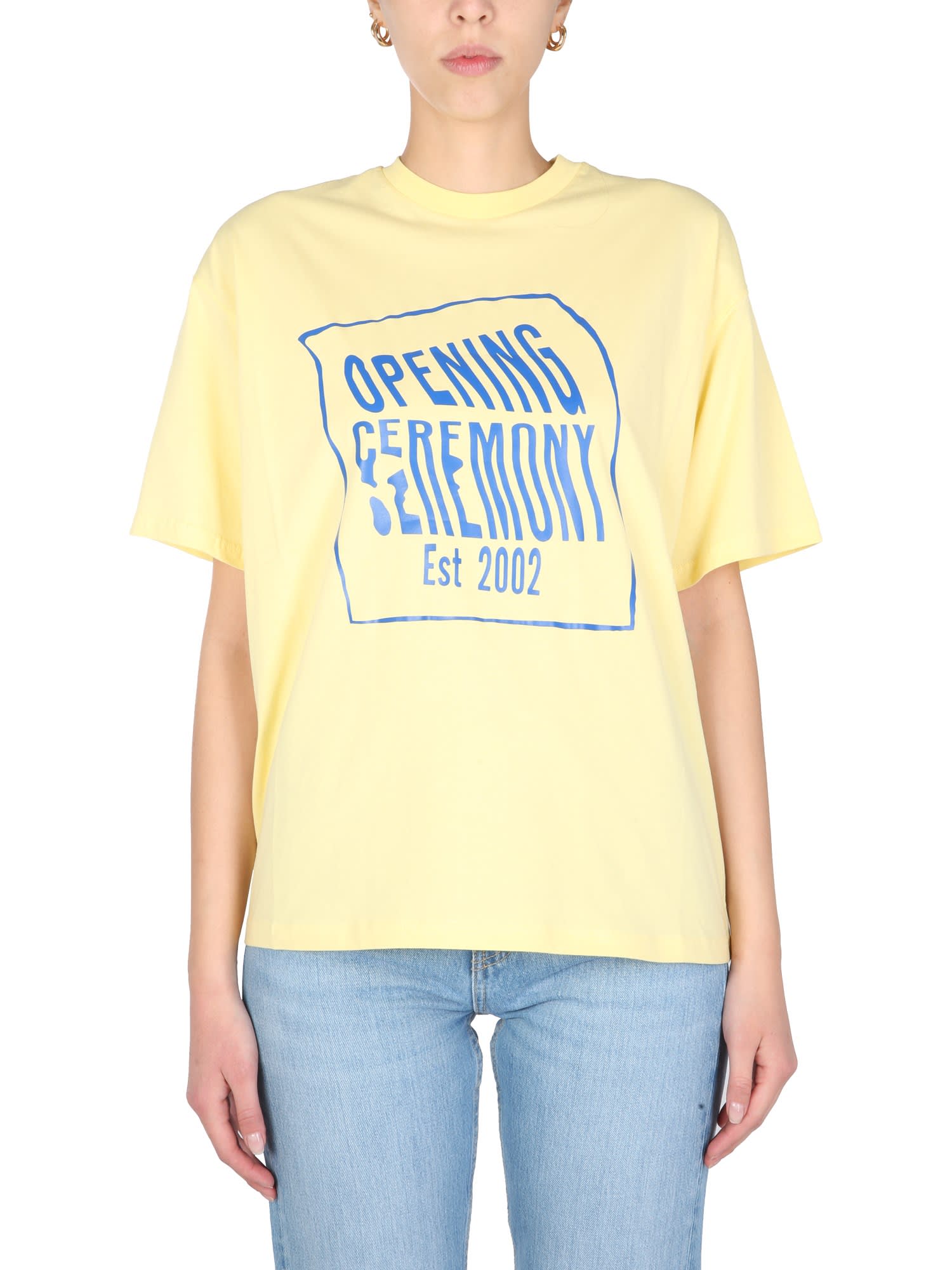 Opening Ceremony Warped Logo-print Short-sleeve T-shirt In Giallo